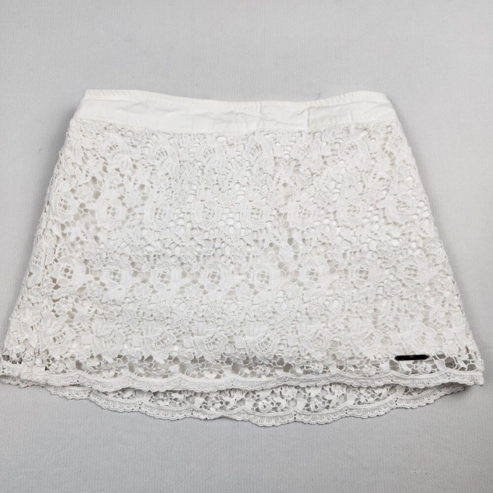 Abercrombie Fitch Mini Skirt Women S White Floral Lace Lined Feminine Y2K Casual